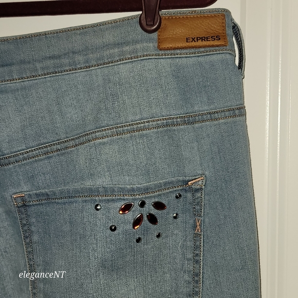 Express Light Blue wash Stretch Ankle legging Super High rise Jeans Sz: 18 L NWT - Picture 9 of 11